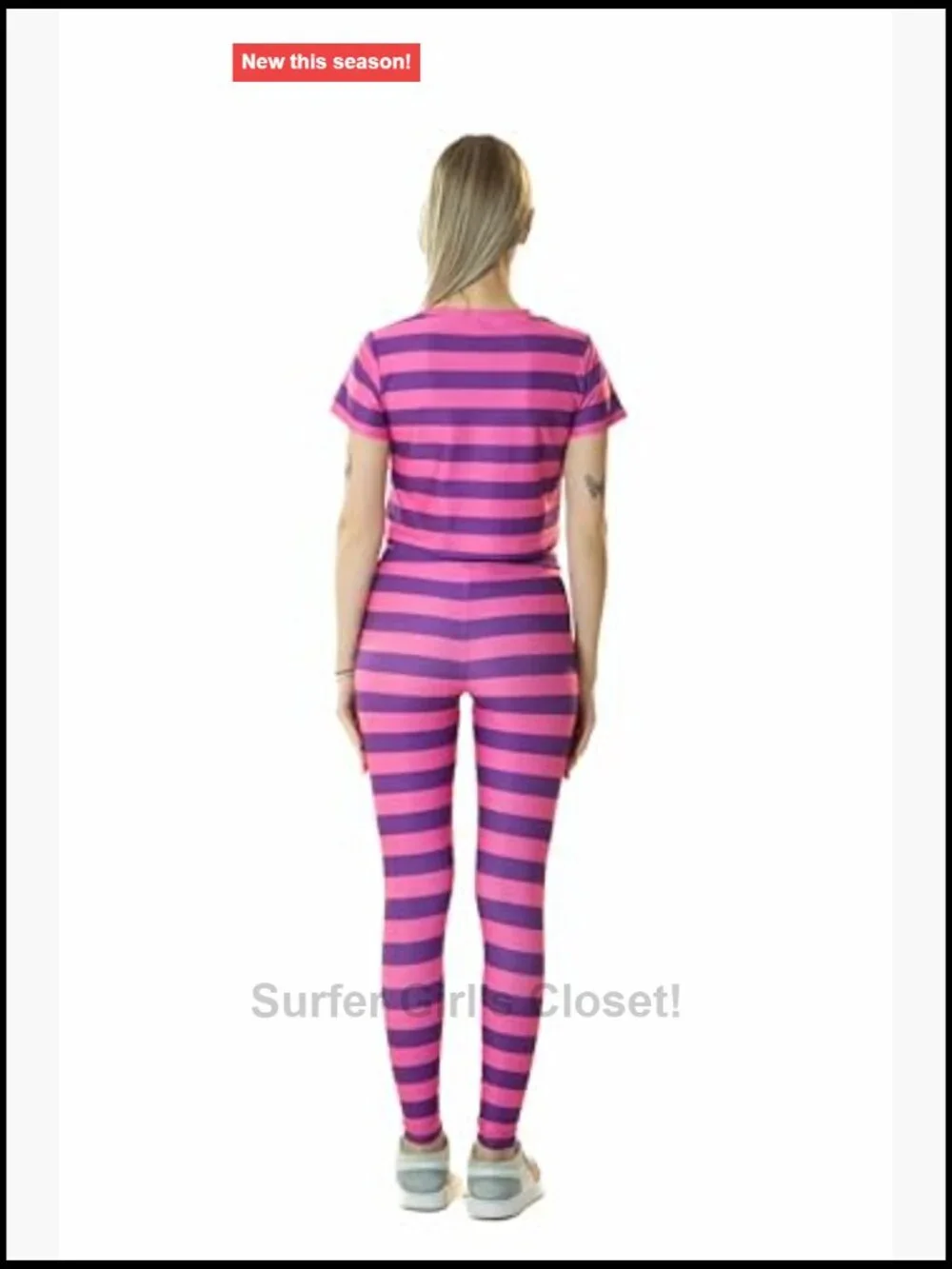 Womens Striped Crop Top Leggings Set Sexy Cosplay Costume Pajama Halloween